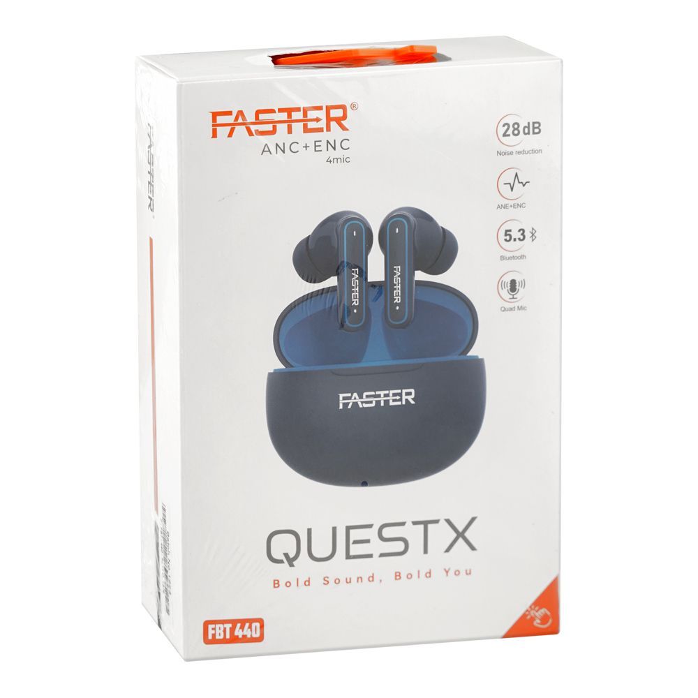 Faster QuestX Wireless Earbuds, ANC+ENC 4mics, Blue, FBT-440 - Image 2