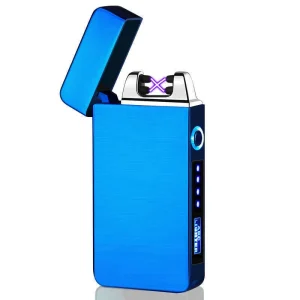 Personalized And Creative USB Rechargeable Metal Windproof Lighter, Pulse Double Arc Flameless Lighter,