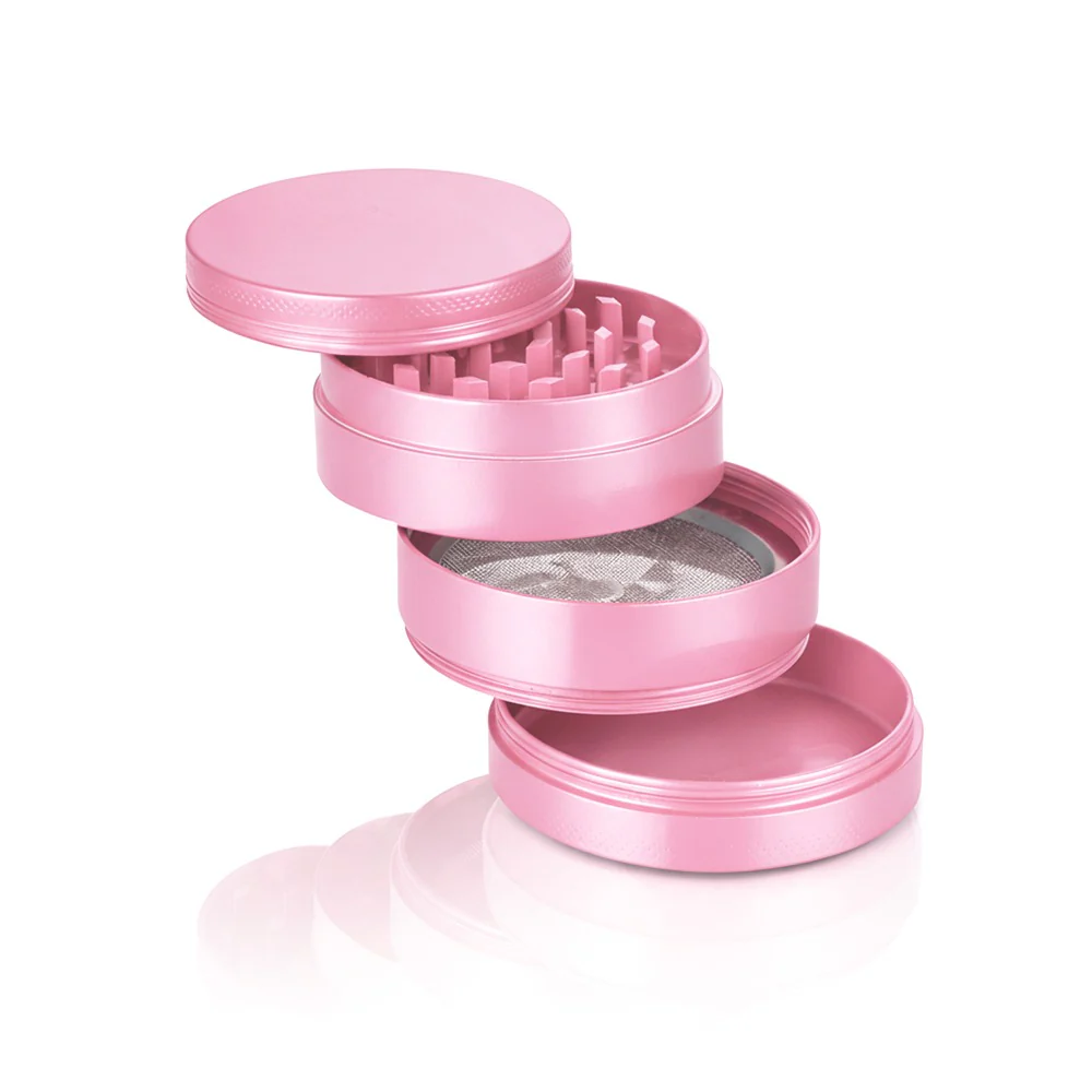 Round Metal Weed and Herb Grinder - Pink - Image 2
