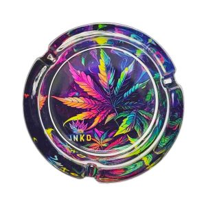 JNKO Glass Ashtray – Psychedelic Weed Leaves