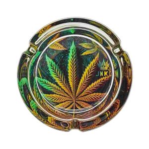 JNKO Glass Ashtray – Vintage Botanical Weed Leaves