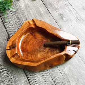 Wooden Cigar Ashtray Irregular Shape