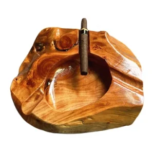 Wooden Cigar Ashtray Irregular Shape