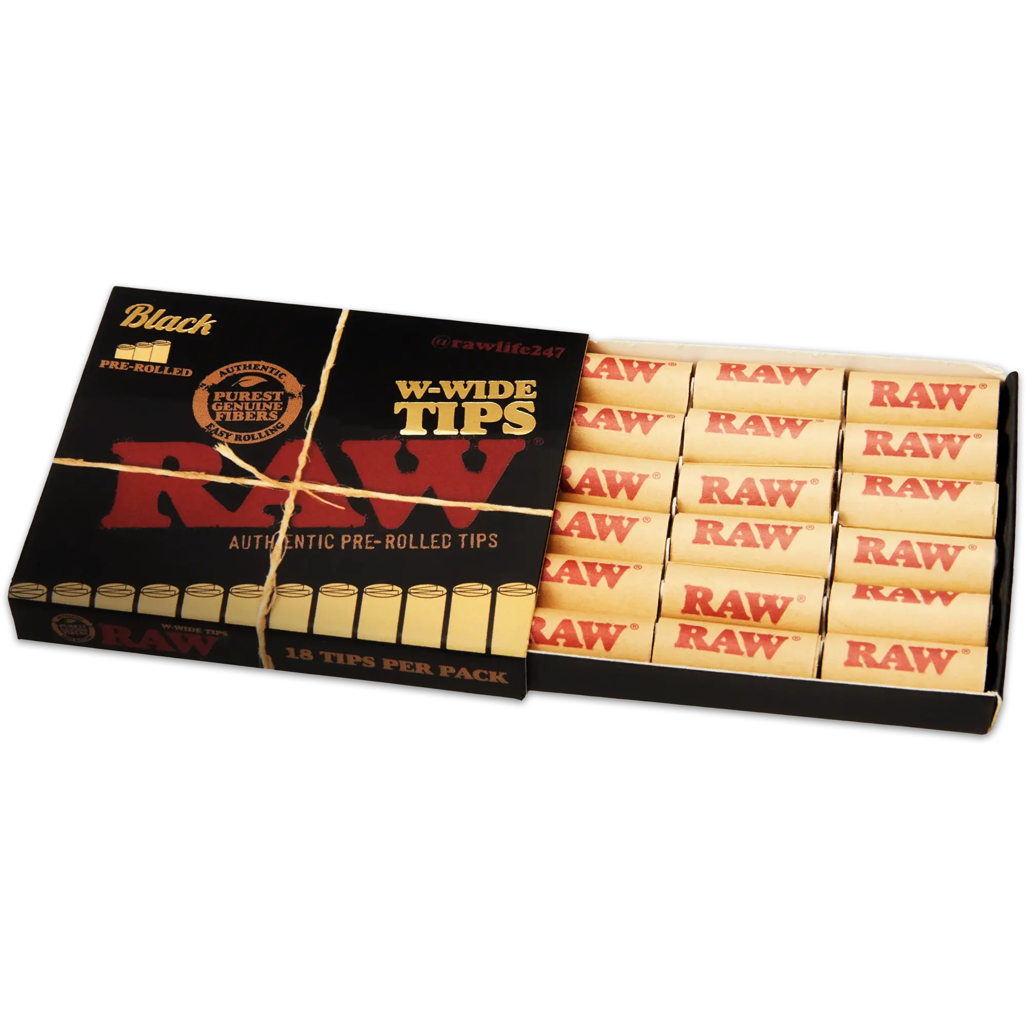 RAW Black W-Wide Pre-Rolled Tips Box - Image 2